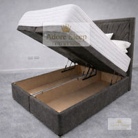 Naples Slate Grey - Aurelia Regent Luxury Upholstered Ottoman Divan Bed Frame with Storage