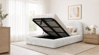Crushed Velvet White - Ellington Curve Luxury Upholstered Ottoman Storage Bed