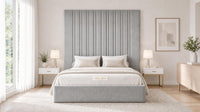 Plush Velvet Silver - Grosvenor Grand Channel Luxury Ottoman Storage Bed