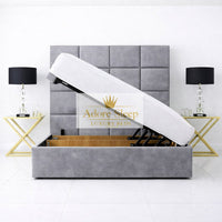 Naples Silver - Kensington Royale Luxury Ottoman Divan Storage Bed Frame – Premium Panelled Headboard