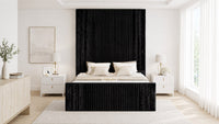 Crushed Velvet Black - Mayfair Grand Fluted Luxury Upholstered Bed Frame