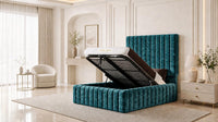 Crushed Velvet Teal - Dorchester Wraparound Luxury Channelled Ottoman Storage Bed