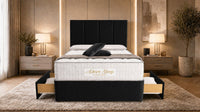 Naples Black - Kensington Grande Luxury Divan Bed – Premium Upholstered Bed Frame with Tall Vertical Panel Headboard