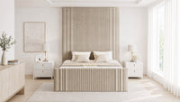 Naples Sand - Mayfair Grand Fluted Luxury Upholstered Bed Frame
