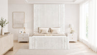 Crushed Velvet White - Mayfair Grand Fluted Luxury Upholstered Bed Frame