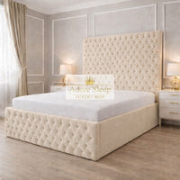 Naples Cream - Sovereign Élan Luxury Upholstered Bed – Deep Button-Tufted Headboard & Padded Statement Frame