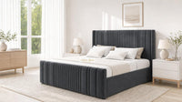 Naples Charcoal - Savoy Ribbed Luxury Ottoman Storage Bed