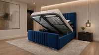 Plush Velvet Sapphire - Belgravia Luxury Ottoman Storage Bed – Premium Upholstered Gas Lift Bed Frame