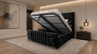 Crushed Velvet Black - Belgravia Luxury Ottoman Storage Bed – Premium Upholstered Gas Lift Bed Frame
