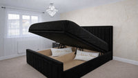 Plush Velvet Black - Kensington Prestige Ottoman Divan Upholstered Bed Frame