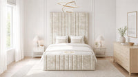 Crushed Velvet Cream - Knightsbridge Imperial Luxury Panelled Ottoman Storage Bed