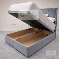 Plush Velvet Steel - Aurelia Regent Luxury Upholstered Ottoman Divan Bed Frame with Storage
