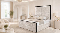 Crushed Velvet Cream - Gatsby Sunray Luxury Art Deco Upholstered Bed Frame
