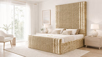 Crushed Velvet Gold - Mayfair Grand Fluted Luxury Upholstered Bed Frame