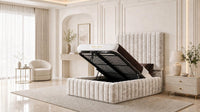 Crushed Velvet Cream - Dorchester Wraparound Luxury Channelled Ottoman Storage Bed