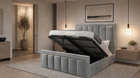 Plush Velvet Steel - Belgravia Regent Luxury Panelled Ottoman Storage Bed