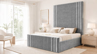 Naples Silver - Mayfair Grand Fluted Luxury Upholstered Bed Frame