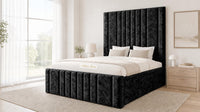 Crushed Velvet Black - Knightsbridge Imperial Luxury Panelled Ottoman Storage Bed