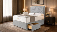 Naples Silver - Aurelia Luxury Sunburst Divan Bed – Designer Upholstered Bed Frame