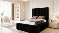 Plush Velvet Black - Dorchester Wraparound Luxury Channelled Ottoman Storage Bed