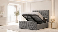 Plush Velvet Grey - Riviera Fan Luxury Sculpted Ottoman Storage Bed
