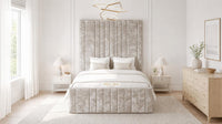 Crushed Velvet Champagne - Knightsbridge Imperial Luxury Panelled Ottoman Storage Bed