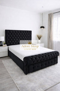 Plush Velvet Black - Kensington Royale Luxury Chesterfield Upholstered Bed Frame