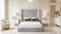 Plush Velvet Silver - Claridge Chesterfield Luxury Deep-Button Ottoman Storage Bed