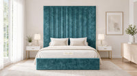 Crushed Velvet Teal - Grosvenor Grand Channel Luxury Ottoman Storage Bed