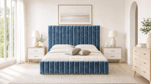 Crushed Velvet Denim Blue