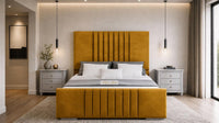 Plush Velvet Mustard Gold - Belgravia Luxury Ottoman Storage Bed – Premium Upholstered Gas Lift Bed Frame