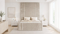 Crushed Velvet Champagne - Mayfair Grand Fluted Luxury Upholstered Bed Frame