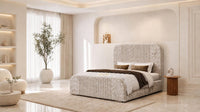 Crushed Velvet Champagne - Beaumont Arc Luxury Ribbed Ottoman Storage Bed