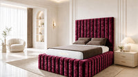 Crushed Velvet Aubergine - Dorchester Wraparound Luxury Channelled Ottoman Storage Bed
