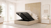 Naples Sand - Alisha Gold Strip Grandline Luxury Floor-Standing Ottoman Storage Bed