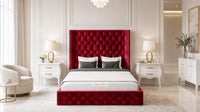 Crushed Velvet Red - Claridge Chesterfield Luxury Deep-Button Ottoman Storage Bed
