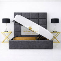 Naples Slate Grey - Kensington Royale Luxury Ottoman Divan Storage Bed Frame – Premium Panelled Headboard
