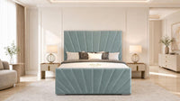 Plush Velvet Duck Egg - Riviera Fan Luxury Sculpted Ottoman Storage Bed