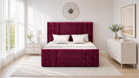 Crushed Velvet Aubergine - Savoy Ribbed Luxury Ottoman Storage Bed