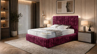 Crushed Velvet Aubergine - Dorchester Luxury Scalloped Panel Bed – Premium Upholstered Bed Frame with Statement Headboard