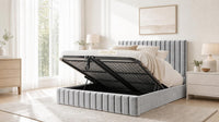 Plush Velvet Silver - Carlton Channel Luxury Ottoman Storage Bed
