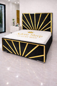 Naples Black - Solaris Radiance Luxury Geometric Upholstered Bed Frame