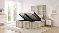 Crushed Velvet Gold - Knightsbridge Imperial Luxury Panelled Ottoman Storage Bed