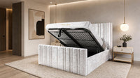 Crushed Velvet White - Kensington Fluted Luxury Ottoman Storage Bed