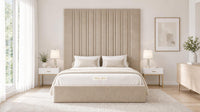 Plush Velvet Beige - Grosvenor Grand Channel Luxury Ottoman Storage Bed