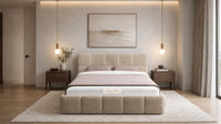 Plush Velvet Beige - Aurelius Cloud Luxury Upholstered Ottoman Storage Bed