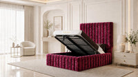 Crushed Velvet Aubergine - Dorchester Wraparound Luxury Channelled Ottoman Storage Bed