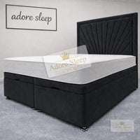 Naples Black - Aurelia Regent Luxury Upholstered Ottoman Divan Bed Frame with Storage