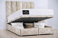 Crushed Velvet Cream - Verona Luxe Ottoman Divan Storage Bed Frame – Luxury Upholstered Bed with Lift-Up Storage