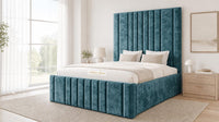 Crushed Velvet Teal - Knightsbridge Imperial Luxury Panelled Ottoman Storage Bed
